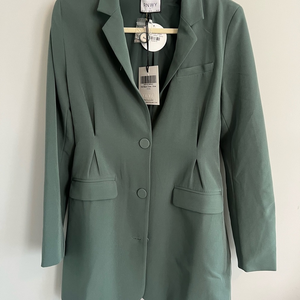 RUNWAY Mel Blazer Dress in Moss Large NWT